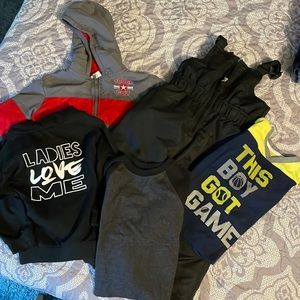 Bundle-2T boys coat,snow pants,”ladies love me” hoodie,2 long sleeve shirts